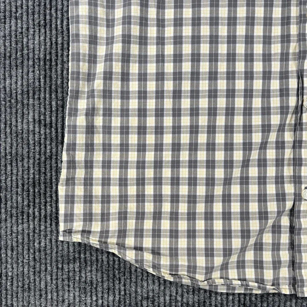 Banana Republic Shirt Mens Size Large Yellow Gray Plaid Long Sleeve Button Up